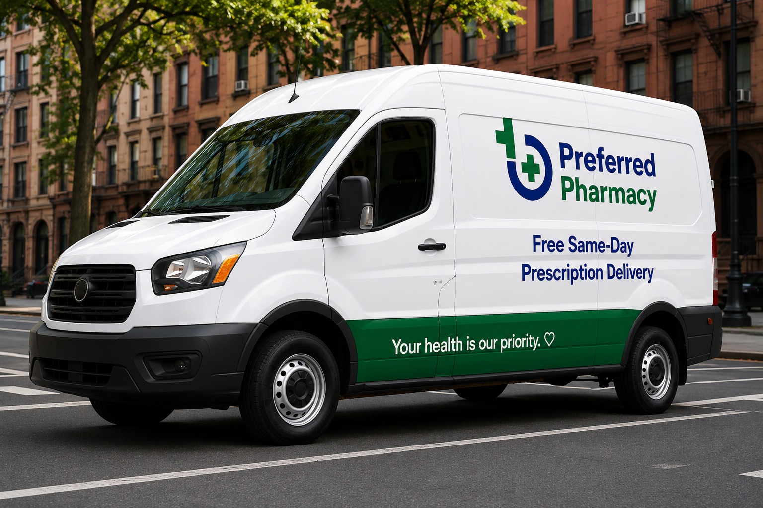 Preferred Pharmacy branded delivery van