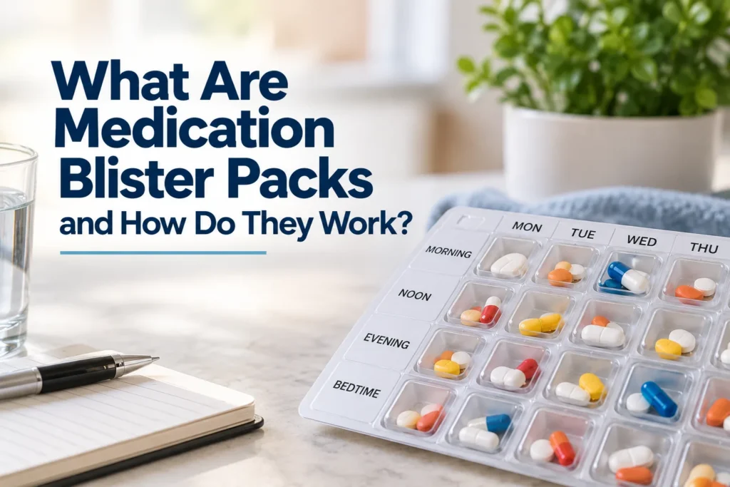 Medication blister pack organized by day and time