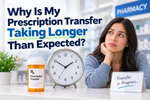 Patient waiting for a prescription transfer that is taking longer than expected